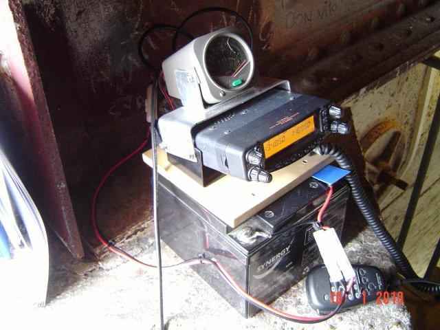 Radio used up the water tower with yagi outside